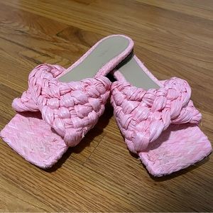 Bottega Veneta Raffia Intrecciato Slide Sandals - Size 40